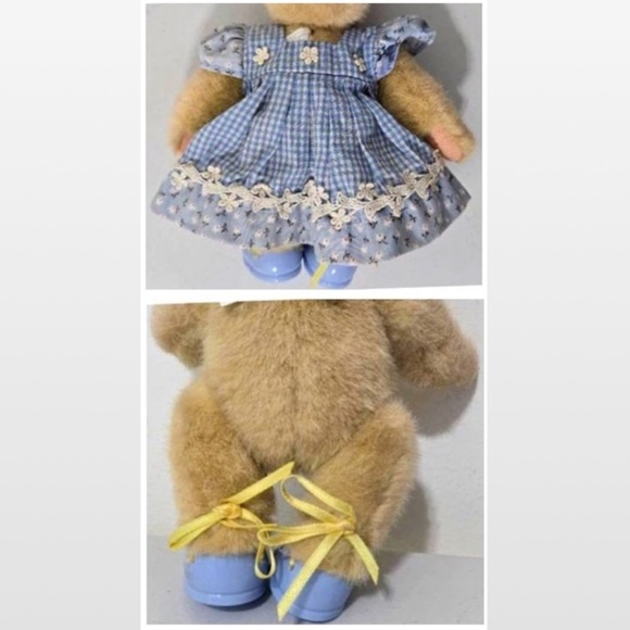 Vintage Muffy Vanderbear Teddy Bear Down On The Farm Blue Floral Dress VTG - Picture 8 of 13